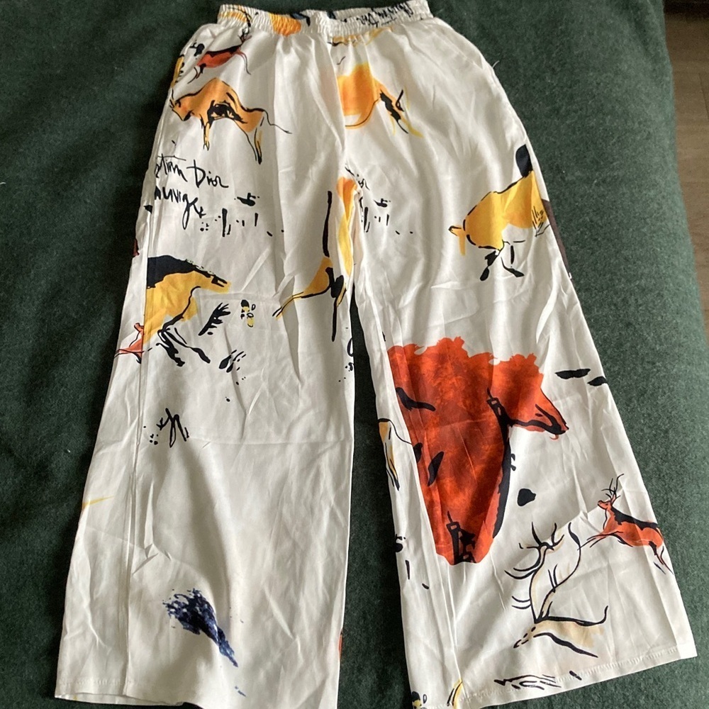 Abstract Print Wide-Leg Pants